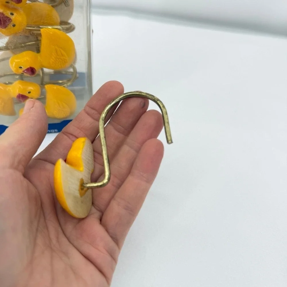 Home Essentials VTG Shower Curtain Rings Rubber Ducky Resin Yellow Bathroom 12pc